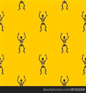 Seamless pattern with black skeletons, dancing and having fun on a yellow background.. pattern of skeletons on a yellow background
