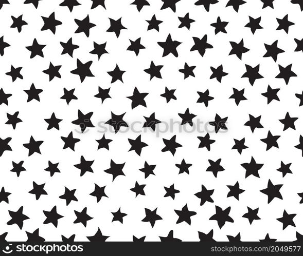 Seamless pattern with black stars on a white background