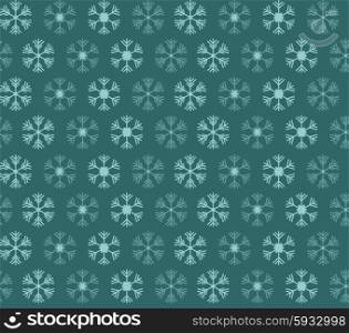 Seamless pattern with blue and white christmas snowflakes on blue background, vector illustration
