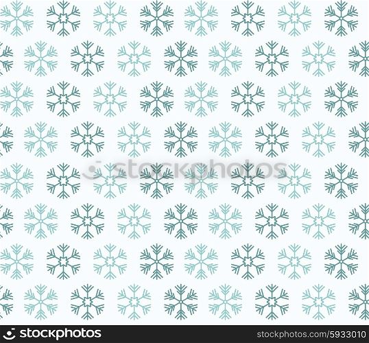 Seamless pattern with blue christmas snowflakes on white background, vector illustration
