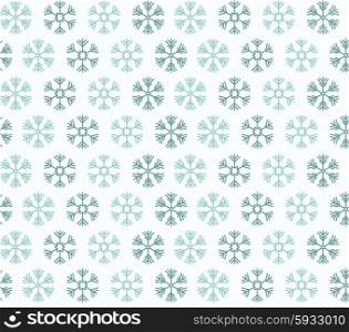 Seamless pattern with blue christmas snowflakes on white background, vector illustration