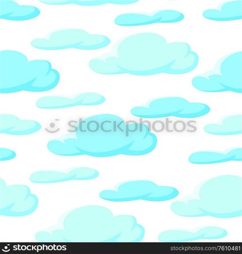 Seamless pattern with blue clouds. Cartoon illustration of overcast sky.. Seamless pattern with blue clouds.