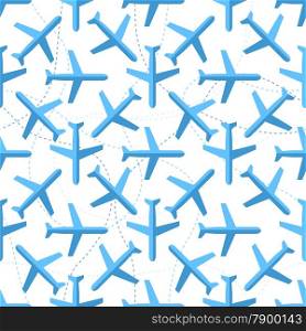 Seamless pattern with blue flat styled planes