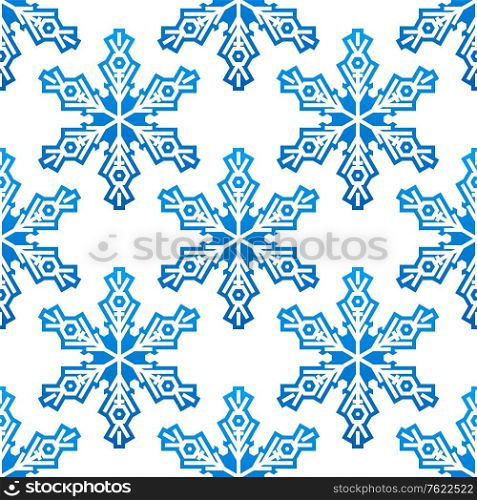 Seamless pattern with blue snowflakes for background design