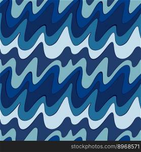 Seamless pattern with blue wavy stripes. Creative design for fabric, textile print, wrapping paper, children textile, surface. Vector illustration. Seamless pattern with blue wavy stripes.