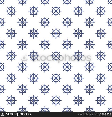 Seamless pattern with blue wheel on a white background. Marine print for textile, clothing, wallpaper, scrapbooking. Nautical vector illustration. Seamless pattern marine elements on a white background