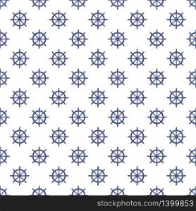 Seamless pattern with blue wheel on a white background. Marine print for textile, clothing, wallpaper, scrapbooking. Nautical vector illustration. Seamless pattern marine elements on a white background