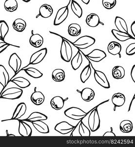 Seamless pattern with blueberry. Hand drawn illustration converted to vector.