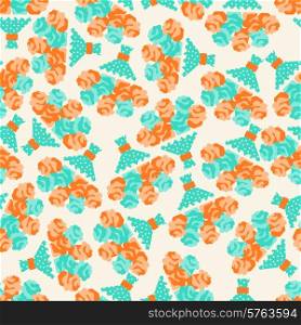 Seamless pattern with bouquets of roses in retro style.