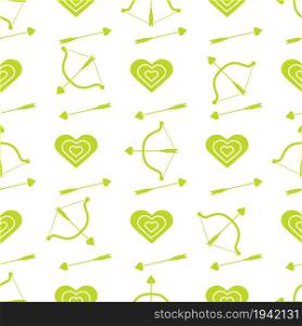 Seamless pattern with bow, arrows, target, hearts. Greeting card happy Valentine&rsquo;s Day. Romantic background. Design for banner, poster or print.
