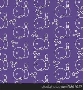 Seamless pattern with bowling pins and bowls. Sports theme. Games, hobbies, entertainment. Design for banner, poster or print.