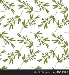 Seamless pattern with branches and leaves. Botanical elements background. Leaf ornament. Design for fabric, textile print, surface, wrapping, cover, greeting card. Vector illustration. Seamless pattern with branches and leaves. Botanical elements background. Leaf ornament.
