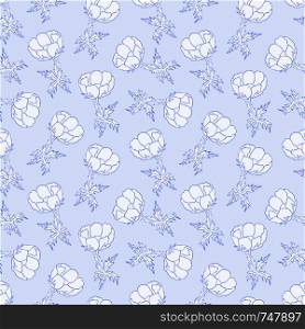 Seamless pattern with bright hand drawn flowers on gray background
