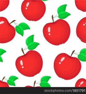 Seamless pattern with bright red apples, vector illustration. Fruits of different sizes, background. Hand drawing, healthy organic food template.. Seamless pattern with bright red apples, vector illustration.