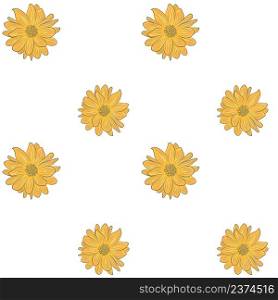 Seamless pattern with bright yellow flowers. Floral simple background vector illustration. Template for fabric, wallpaper, design