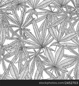Seamless pattern with cannabis leaves. For poster,card, banner, flyer. Vector illustration