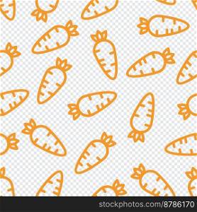 Seamless pattern with carrots. Vegetable summer pattern. Colorful bright vegetable seamless pattern. Vector illustration