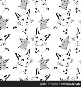 Seamless pattern with cats Royalty Free Vector Image