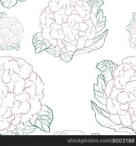 Seamless pattern with cauliflowers over white
