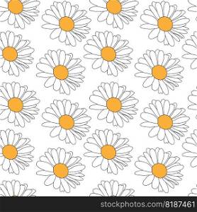 Seamless pattern with chamomile flowers on white background. Vector. Seamless pattern with chamomile flowers on white background.
