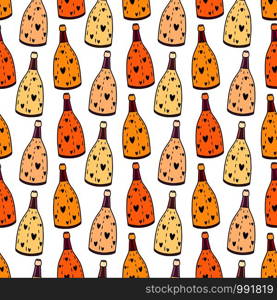 Seamless pattern with champagne bottles. Drinks decoration. Wrapping pattern design. Seamless pattern with champagne bottles. Drinks decoration. Wrapping pattern design.