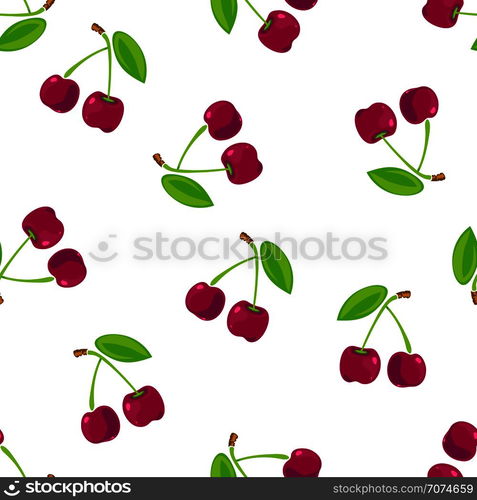 Seamless pattern with cherry. Background texture decoration. Vector flat illustration. Seamless pattern with cherry