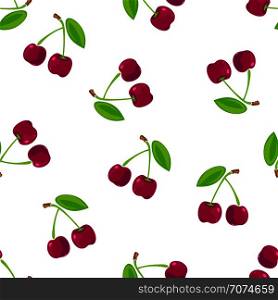 Seamless pattern with cherry. Background texture decoration. Vector flat illustration. Seamless pattern with cherry