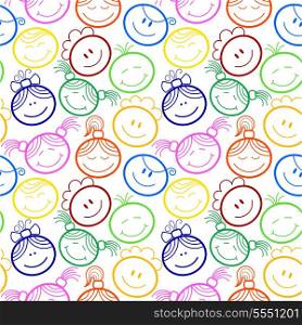 Seamless pattern with children&rsquo;s faces