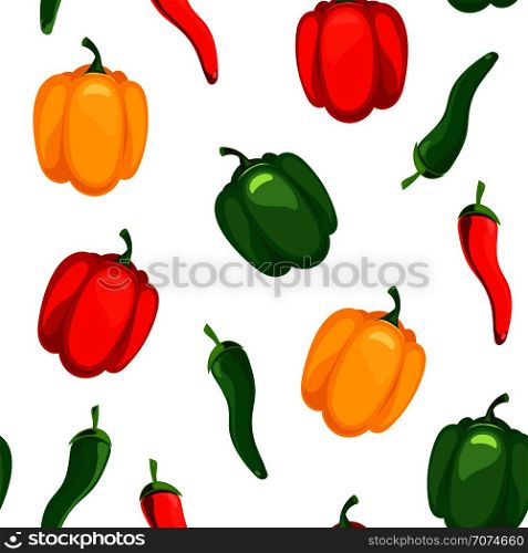 Seamless pattern with chile and sweet peppers vector illustration. Seamless pattern with chile and sweet peppers