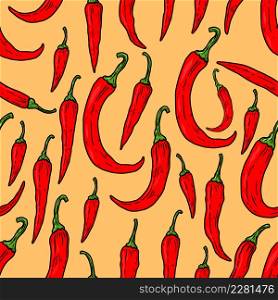 Seamless pattern with chili peppers. Design element for poster, card, banner. Vector illustration