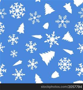 Seamless pattern with Christmas tree and snowflake