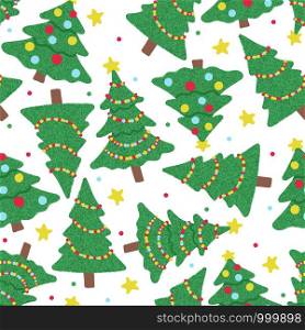 Seamless pattern with Christmas tree isolated on white background. Design element for fabric, textile, wallpaper, scrapbooking.. Seamless pattern with Christmas tree isolated on white.
