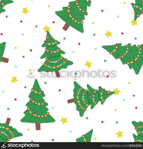 Seamless pattern with Christmas tree isolated on white background. Design element for fabric, textile, wallpaper, scrapbooking.. Seamless pattern with Christmas tree isolated on white.
