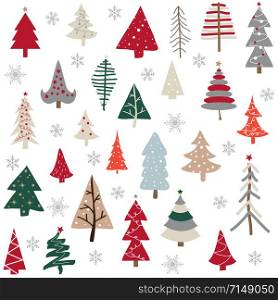 Seamless pattern with Christmas tree. Winter forest.