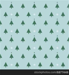 Seamless pattern with Christmas trees and snowflakes