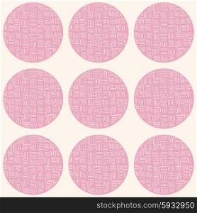 Seamless pattern with circles and hand drawn line pattern, vector illustration
