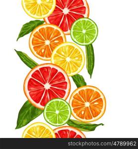 Seamless pattern with citrus fruits slices. Mix of lemon lime grapefruit and orange. Seamless pattern with citrus fruits slices. Mix of lemon lime grapefruit and orange.
