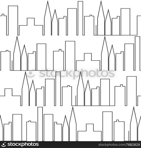 Seamless pattern with city houses in black and white