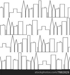 Seamless pattern with city houses in black and white