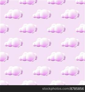 Seamless pattern with clouds. Cute Clouds Pattern. Cartoon clouds background pink sky seamless pattern. Vector illustration