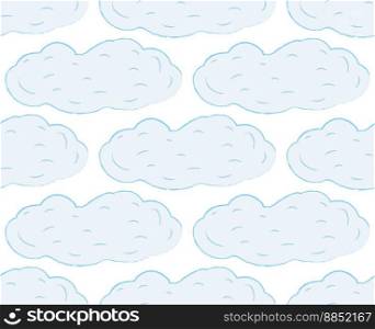 Seamless pattern with clouds. Vector illustration. Repeated clouds drawn by hand. Romantic print. Cute design for cover, books, brochures, templates, banner, fabric for textile, craft and papers.. Seamless pattern with clouds. Vector illustration. Repeated clouds drawn by hand. Romantic print.