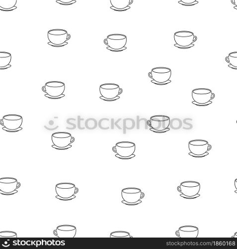 Seamless pattern with coffee and tea cup. Cute vector black and white coffee cup pattern. Seamless monochrome coffee cup pattern.. Seamless pattern with coffee and tea cup. Cute vector black and white coffee cup pattern.