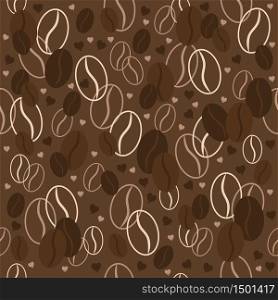 Seamless pattern with coffee beans. Vector illustration. Background. Endless texture can be used for printing onto fabric and paper or scrap booking.