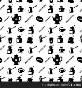 Seamless pattern with coffee design elements. For poster, flyer, card, banner. Vector illustration