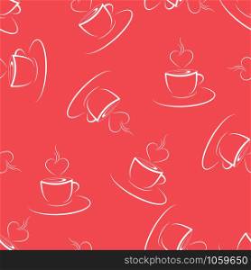 Seamless pattern with coffee or tea Cup and heart Perfect for textiles, packaging, paper printing, simple backgrounds and texture.
