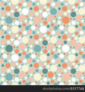 Seamless pattern with colored circles on a pale green background