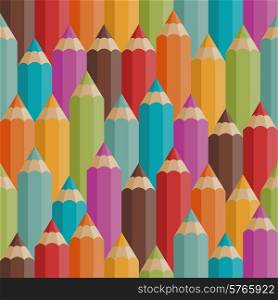 Seamless pattern with colored pencils in retro style.