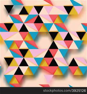 Seamless pattern with colored triangles with blurred background