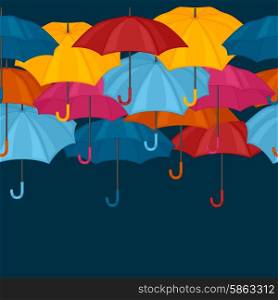 Seamless pattern with colored umbrellas for background design. Seamless pattern with colored umbrellas for background design.