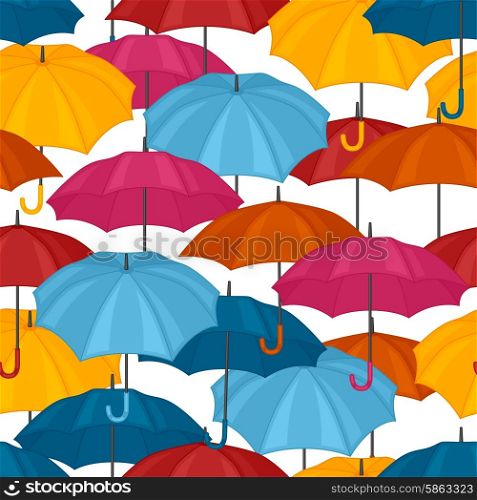 Seamless pattern with colored umbrellas for background design. Seamless pattern with colored umbrellas for background design.